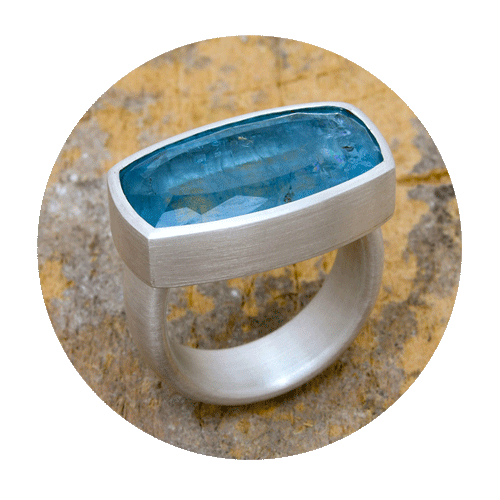 Ring – Silber 925/000, Aquamarin, facettiert, antik